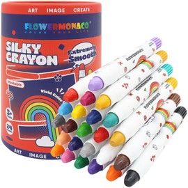 Lebze Washable Jumbo Crayons for Toddlers, 24 Colors Non Toxic Silky Crayons Set, Large Baby Crayons Kids, Gift for Boys and Girls Flower Monaco
