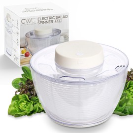COOK WITH COLOR Electric Salad Spinner, Round 4.5L Capacity – Fast Drying & Easy Spin for Fresh Greens, Cream