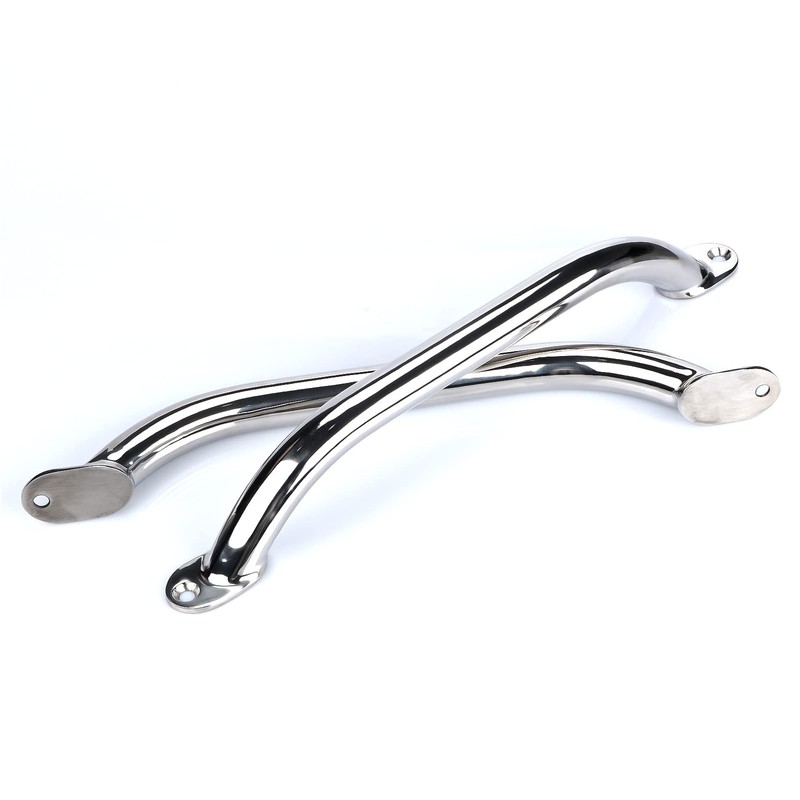 2PCS Boat Handrail Grab Handle Polished Stainless Steel Round Tube