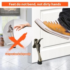 KOVOSCH Kickdown Door Stoppers 4 Inches, Heavy Duty Door Stoppers for Bottom of Door, Door Stop with One Touch and Soft Rubber Tips, Zinc, Antique Bronze