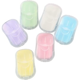 Set 6 Estuche Laminas Jabón Portátil Aroma Calidad Estuche Practico Hojas de Papel de Jabón de Viaje Limpieza Manos Anti Bacterial Colores Surtidos