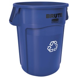 Rubbermaid Commercial Products Vented BRUTE Recycling 44 Gal, Blue, for Landscapers/Construction Sites/Restaurants/Back of House/Offices/Warehouses/Commercial Environments