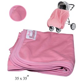 Fuzzies Pink Baby Receiving Blanket for Girls, Soft Blanket, Made from all Jersey Knit Cotton, 35 x 35 inches