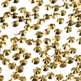 Metallic Gold Nail Rhinestones Flatback 1440pcs SS16 4.0mm K9 Glass Nail Stones Bulk Mine Gold Nail Art Nail Charms Round Gems Beads Diamonds Jewels Glue Fix for Nails Eyes Face Makeup Clothes Crafts