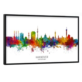 artboxONE Poster with Black Frame 45 x 30 cm Cities Hannover Germany Skyline txt - Hannover Picture