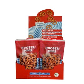 HUOBER Organic Mini Pretzel, 4 Counter Displays with 20 x 40 g Bags Each (80 Packs Total)