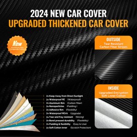 OWEEIO 30 Layers SUV Car Cover for Automobiles All Weather Waterproof, Outdoor Snowproof UV Protection Windproof, Door Zipper, Soft Cotton, Heavy Duty Universal Car Covers, (Black, Fit SUV 181"-190")