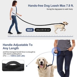 Xipebros Dog Leashes,Hands Free Multifunctional Dog Leashes for Running,Biking Or Hiking|Can Be Used Two Dogs,Adjustable Length(4-7Ft) | Dog Leash with Collar for Small,Medium & Large Dogs
