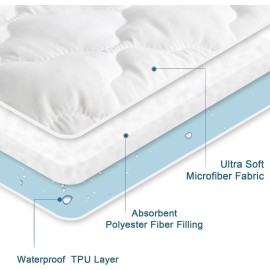 Springspirit Waterproof Twin XL Mattress Pad Quilted Protector 2 Pack with Deep Pocket 14"