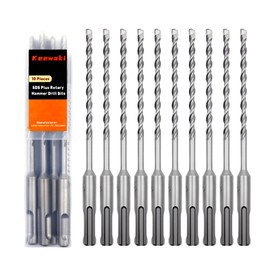 Keewaki SDS Plus Rotary Hammer Drill Bit Set - 10-Piece 1/4" x 6" Concrete Masonry Drill Bits for Brick, Cement & Stone - Durable Alloy Tip, Fast Drilling
