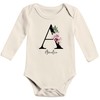 SpecialMe® Baby Body personalisiert mit Name Monogramm Blüten Anfangsbuchstabe anpassbar
