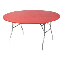 Kwik-Covers 60" Round Fitted Plastic Table Covers, Bundle of 5 (Red)