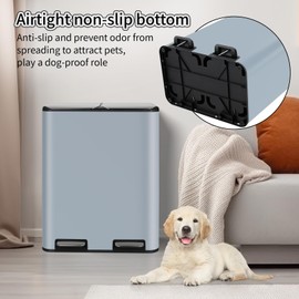 ComfyCorner 16 Gal (2 x 30 L) Dual Trash Can, Stainless Steel Kitchen Garbage Bin, Recycle Dustbin with Odor Control Box, Soft-Close Lid, Inner Buckets, Side Handle, Step Pedal, for Home Office