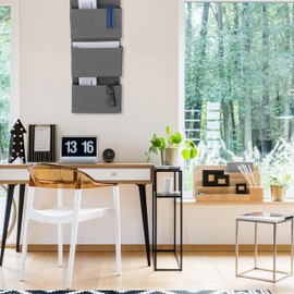 Relaxdays Hängeorganizer, 3 Fächer, Tür & Wand, Türregal mit Haken zum Einhängen, Bad, Flur, HBT: 75 x 31 x 10 cm, grau, 50 x 31 x 10 cm