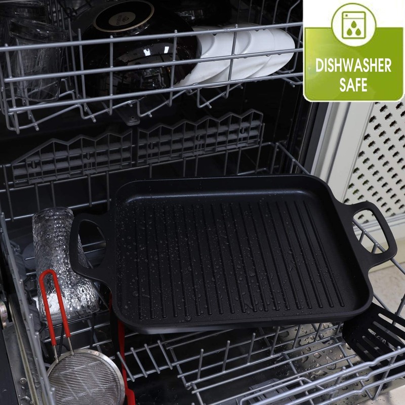 S·KITCHN Nonstick Grill Pan, Induction Stove Top Grill Plate, Glass