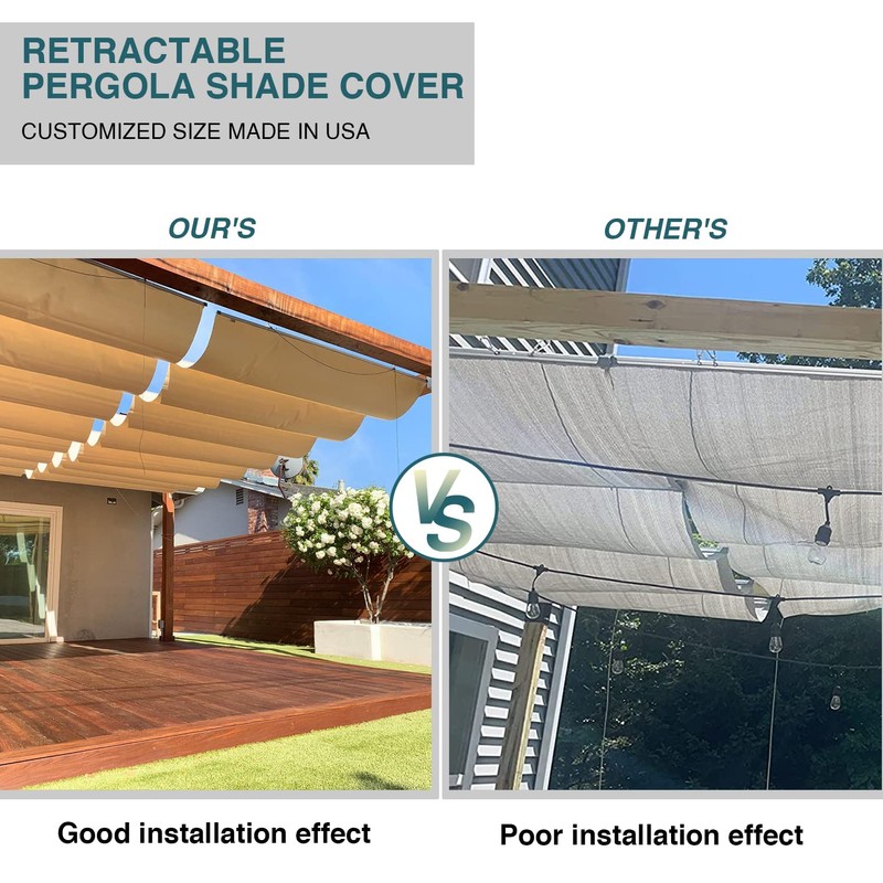 ECOOPTS 4'x8' Retractable Wave Sun Shade Canopy Pergola Cover Shade