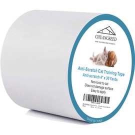 Chuangseed Anti Cat Scratch Tape, 4" x 30Yds, Transparent, Double Sided, Furniture Protector, Pet Safe, Easy Installation, One Year Warranty