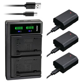 Kastar 3-Pack Battery and LTD2 USB Charger Compatible with Sony Alpha A7C II α7C II, Alpha A7CR α7CR, Alpha A6600 α6600, Alpha A6700 α6700 Hybrid Camera, Alpha 1 Mirrorless Digital Camera