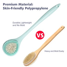 BEDELITE Back Bath Brush Long Handle for Shower - Soft Shower Brush for Men & Women,Back Brush Scrubber(16.4" Long), Skin Exfoliator for Bath Scrubber Body Brush(Blue)