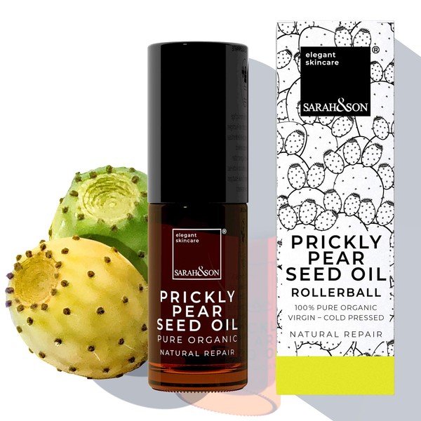 Prickly Pear Seed Oil Roll-On Eye Serum 5 ml – Prickly Pear Seed Oil – 100% Organic – Cold Pressed – Intensive Moisturiser for the Eye Area – Reduces Fine Lines and Crows Feet