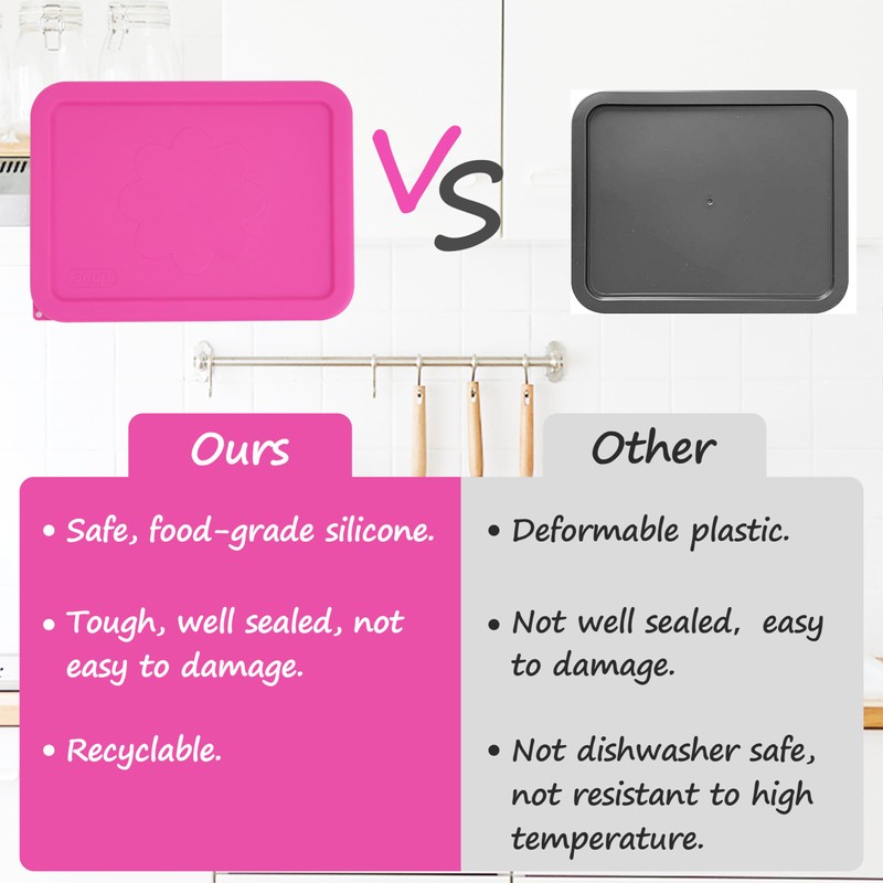 LUVCOSY 3 Cup 6 Cup 11 Cup Rectangle Silicone Storage