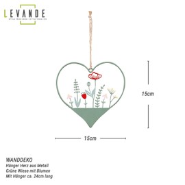 Metal Sign Spring 15 x 15 cm Decorative Sign Heart Green Meadow Door Sign Wall Picture Decoration Spring Picture Easter Decoration