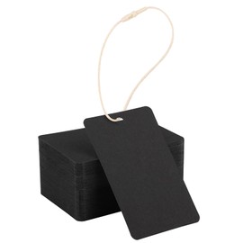 EUSOAR Gift Tags Black – Pack of 200 Labels Tags 5 x 8 cm – 300 GSM Rectangular Kraft Paper Tags – Gift Tags Blank – Labels for Labelling with Beige Cotton Cord