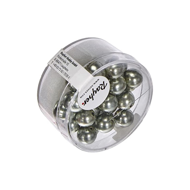 Rayher Hobby Rayher 14402607 Renaissance Glaswachsperlen, 8mm Ø, altsilber, Dose