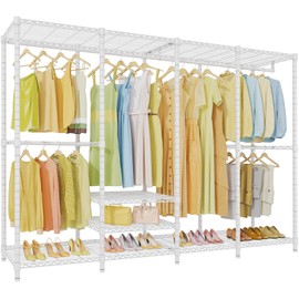 VIPEK V40 Plus Extra Large Clothes Rack Heavy Duty Clothing Rack for Hanging Clothes, Multi-Functional Closet Organizer System Freestanding Wardrobe Closet for Bedroom, Max Load 1300lbs, White