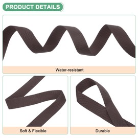 M METERXITY Polypropylene Webbing, 10 Yards 1 Inch Durable Poly Strapping Poly Webbing Strapping for Indoor/Outdoor DIY Gear Repair/DIY Crafting/Furniture/ [Coffee]