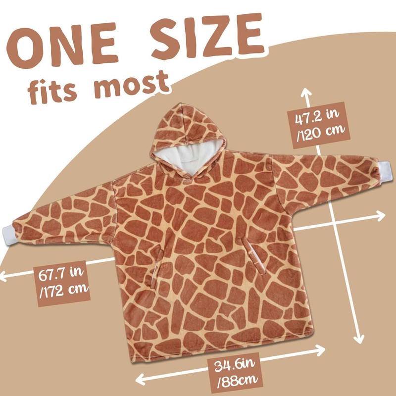 Huglanket Giraffe Gifts for Giraffe Lovers, Wearable Flannel Giraffe Blanket