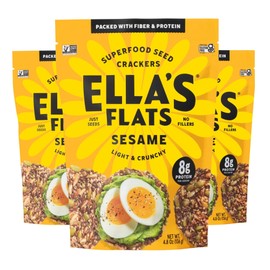 ELLA'S FLATS ELLA'S FLATS? Sesame All Seed Savory Crisps C All Natural, Gluten Free, Good Source of Protein, High Fiber, Vegan and Keto Friendly (3 Pack)