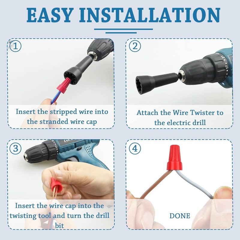 2 PCS Wire Nut Twister Tool with 1/4" Chuck Wire