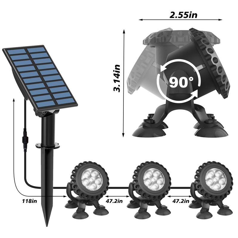 T-SUN Solar Pond Lights, 3-in-1 RGB Solar Underwater Pond Lights,