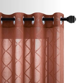 KOUFALL Terracotta Fall Curtains for Living Room,Boho Sheer Rust Colored Orange Rustic Farmhouse Western Curtains for Bedroom 84 Inches Long 2 Panels Set