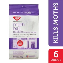 Enoz Moth-Tek Packets, Kills Clothes Moths and Carpet Beetles, Resealable Bag, Single Use Packets, Lavender Scent, 6 oz