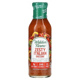 Walden Farms Zesty Italian Dressing - Calorie-Free, Gluten-Free, Low Carb, Keto-Friendly, Sugar-Free, Bold Italian Herb Flavor, (12 oz Bottle)