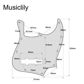 Musiclily 10 Hole J Bass Pickguard for Fender American/Mexican Made Standard Jazz Bass, 4Ply Tortoise Shell
