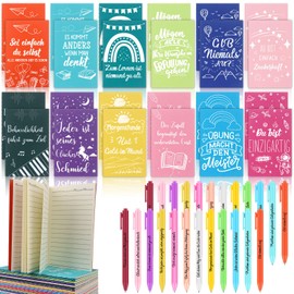 Pack of 48 Thank You Gifts, 24 Pieces Motivational Ballpoint Pen with 24 Pieces Inspirational Colourful Notebooks Pocket Memo Notepads for Colleagues Employees Teachers Students Office