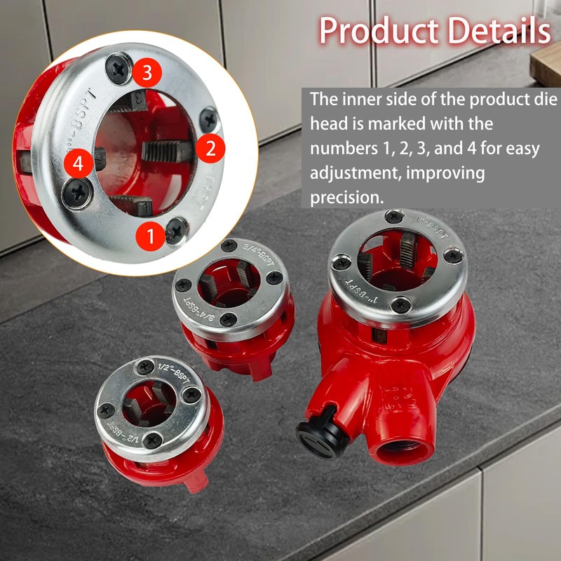 YuYBrightmi BSPT Pipe Threader Ratchet Kit, Manual Pipe Threading Tool