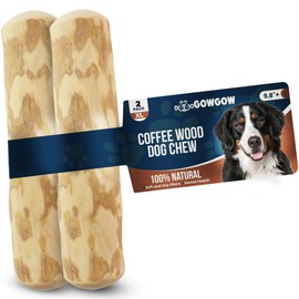 GOWGOW Coffee Wood Bones for Dogs - 100% Natural Toys - Dog Wood chew Stick for Extra Large Chewer Over 99 lbs - 2 Pack - Teeth Cleaning, Stress Relief - Organic Toy