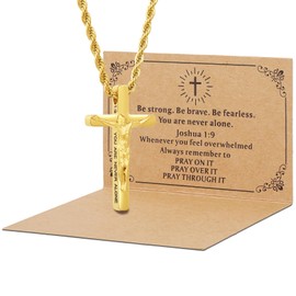 DS Christian Cross Necklace for Men Women-18K Gold Stainless Steel Crucifix Necklaces with Inspirational Bible Verse Religious Gift for Prayer Faith Jesus/God-Catholic Christian Pendant Jewelry-3
