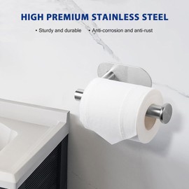 Gewtur Toilet Paper Holder, Self Adhesive Toilet Paper Roll Holder No Drilling Wall Mount for Kitchen, Bathroom, Toilet, Brushed Nickel Stainless Steel