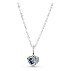 Collar De Corazón Con Estrellas Y Luna + Kit De Regalo Plateado