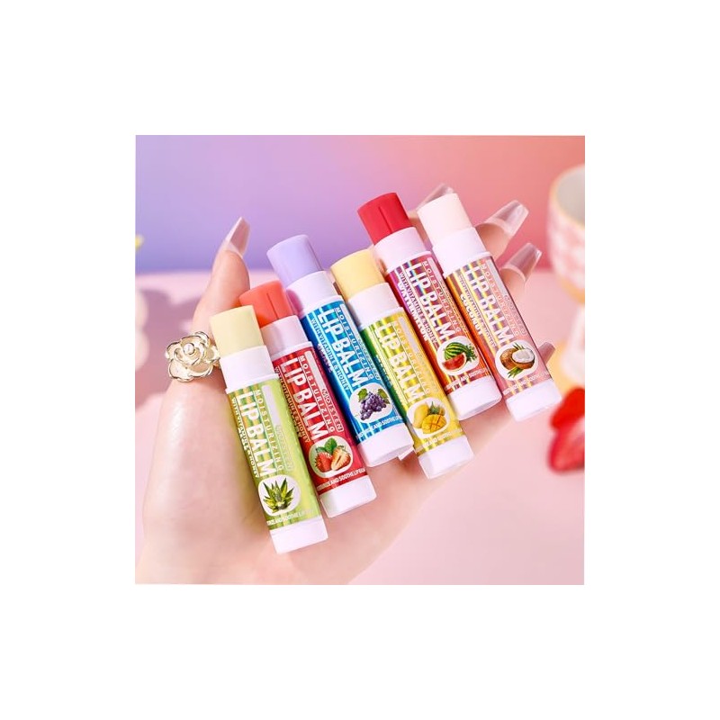 6 Pack Fruit Lip Balm Set - Vitamin E Enriched