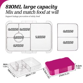 QCQHDU Children's Lunch Box with 6 Compartments, Bento Box with Transparent Compartments, Children's Lunch Box, Lunch Box, BPA-Free, Easy for School, Nursery