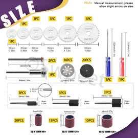 Swpeet 95Pcs Sanding Drum Set and Cutting Wheel Set for Rotary Tool, Drum Sander Sanding Sleeves and Drum Mandrels, Circular Saw Blades, Resin Cutting Discs, Diamond Cutting Wheels with Screwdrivers