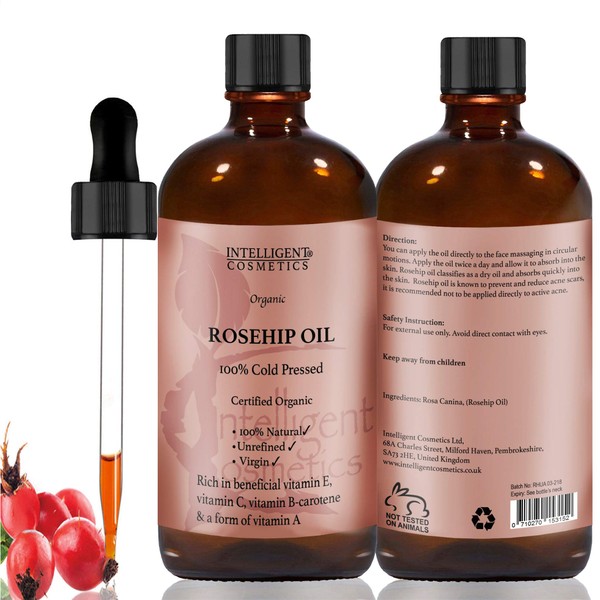 50ML Rosehip Oil 100% Cold Pressed Pure Certified Organic Oil,