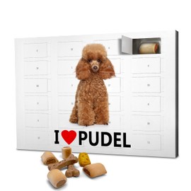 printplanet Dog Advent Calendar with Treats - Motif I Love Poodle - Christmas Calendar for Dogs - 2023