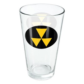 LOGOVISION Fallout Shelter Civil Defense Symbol Radioactive Radiation Safe Zone 16 oz Pint Glass, Tempered Glass, Printed Design & A Perfect Fan Gift | Great for Cold Beverages, Soda, Water